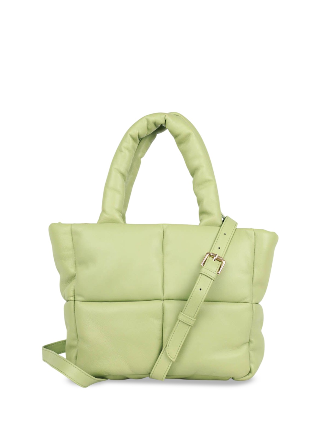 

Baraca Skittle Checked Shopper Shoulder Leather Shoulder Bag, Green