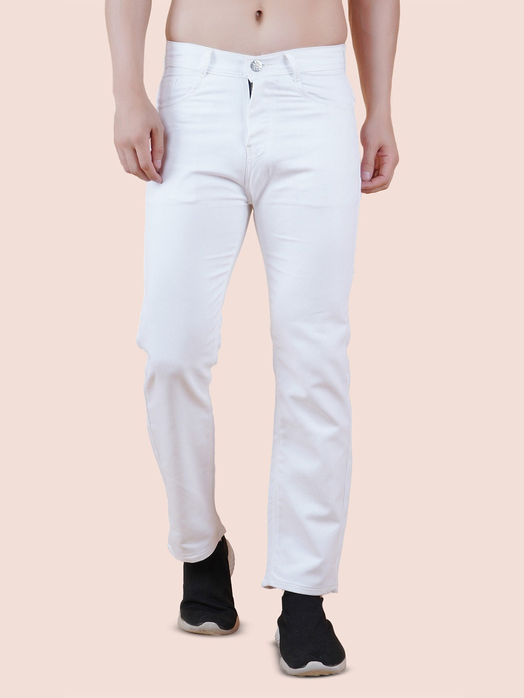 

COMFITS Men Classic Slim Fit Stretchable Jeans, White