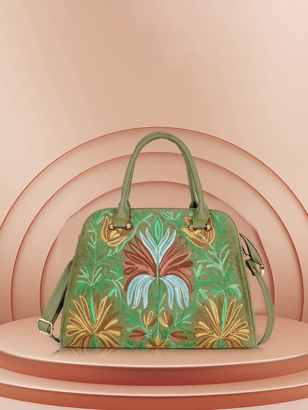 

STARWINGS Floral Embellished Crossbody Sling Bag, Green