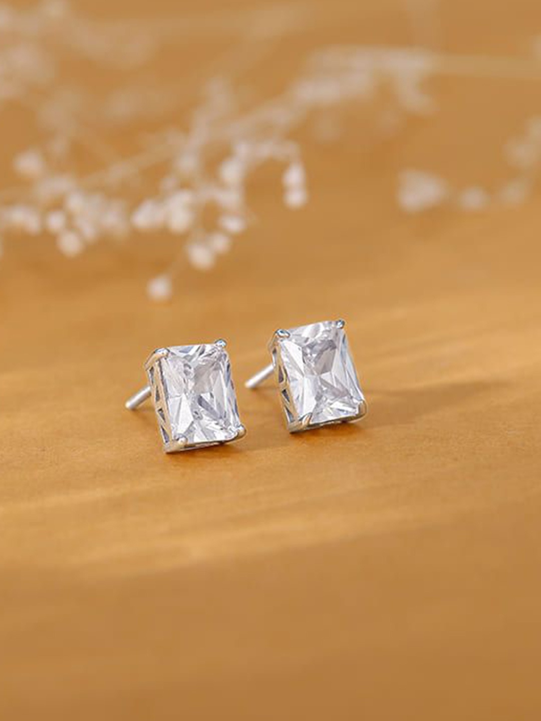 

GIVA 925 Silver Plated Square Zircon Studded Baguette Earrings