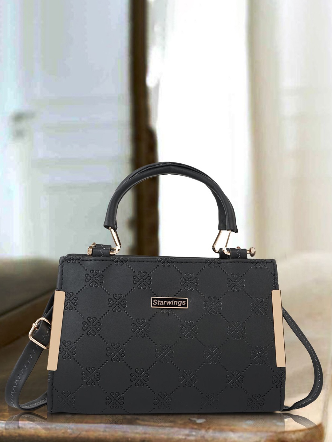 

STARWINGS Structured Satchel with Cut Work, Black