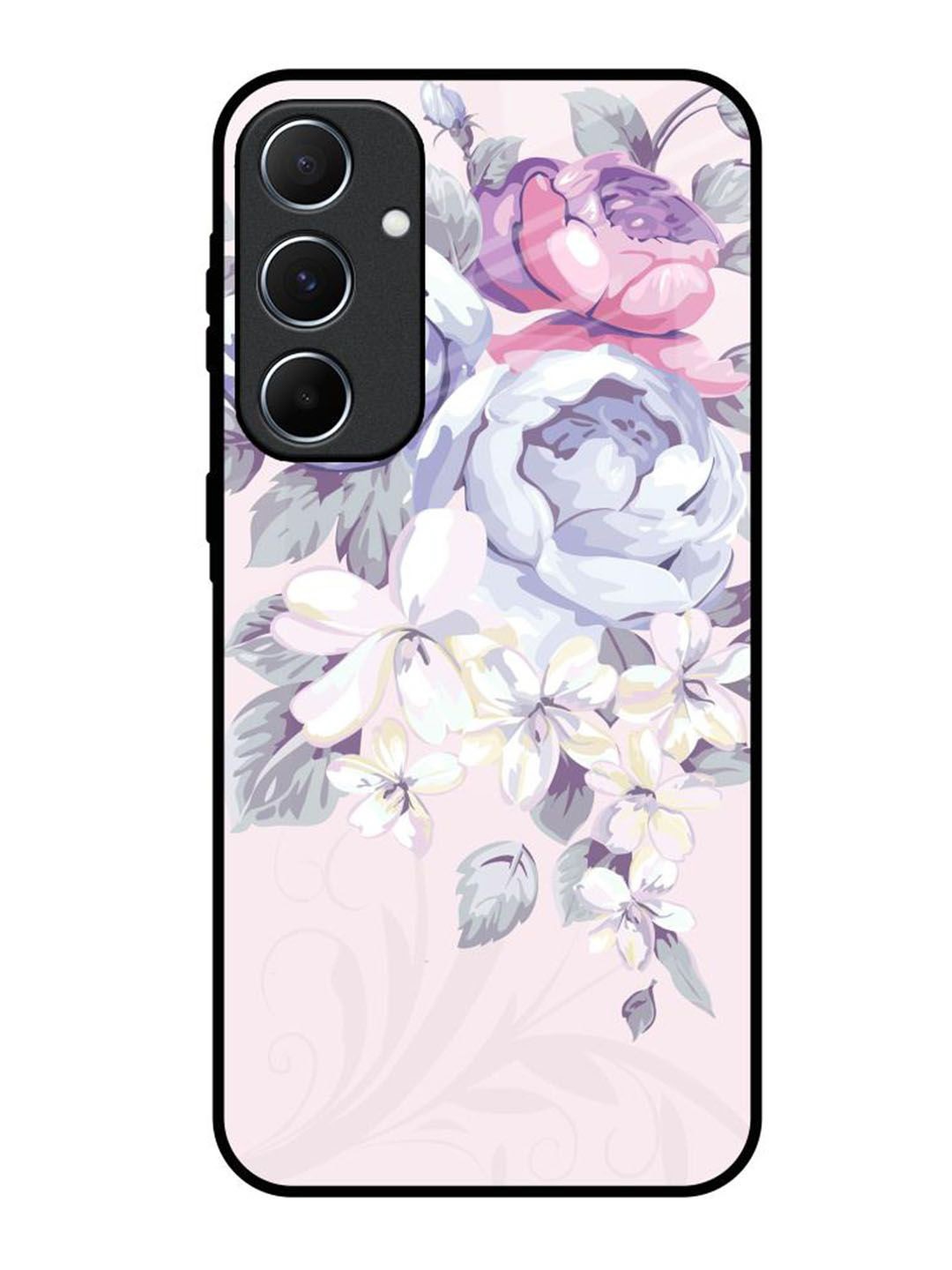 

QRIOH Elegant Floral Samsung Galaxy A55 5G Impact Resistant Back Case, Purple