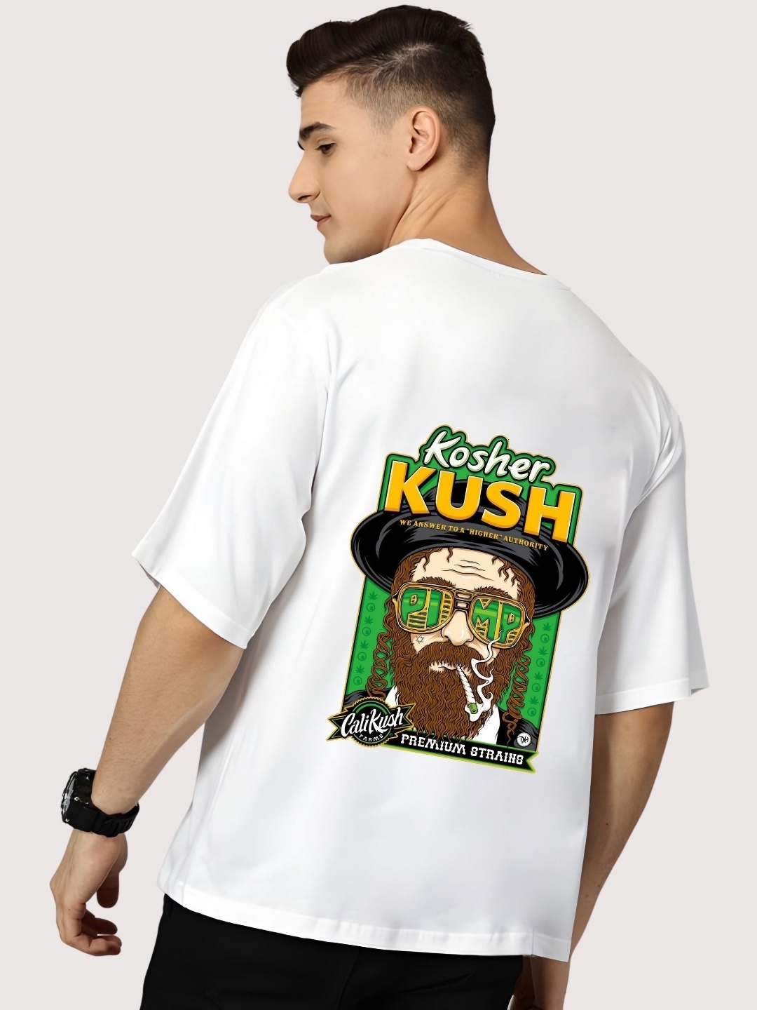 

SZN Men Graphic Printed Round Neck Cotton Oversized T-shirt, White