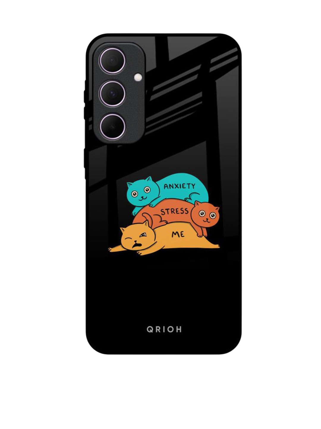 

QRIOH Anxiety Stress Real Samsung Galaxy A35 5G Impact Resistant Back Case, Black