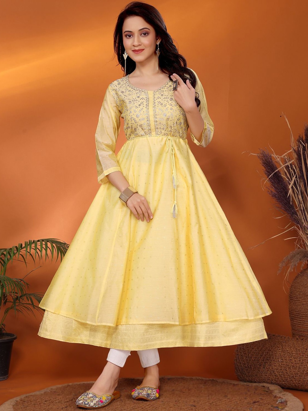 

Rangita Ethnic Motifs Printed Anarkali Kurta, Yellow