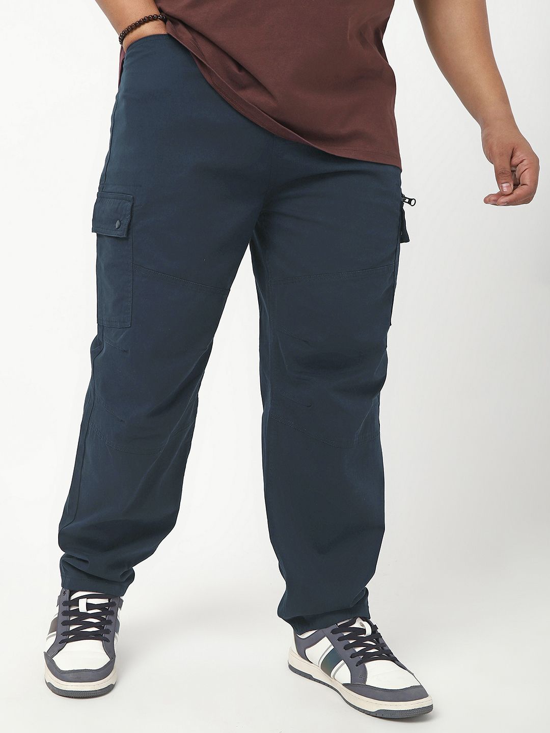 

Bewakoof Plus Men Oversized Plus Size Cargo Pant, Blue