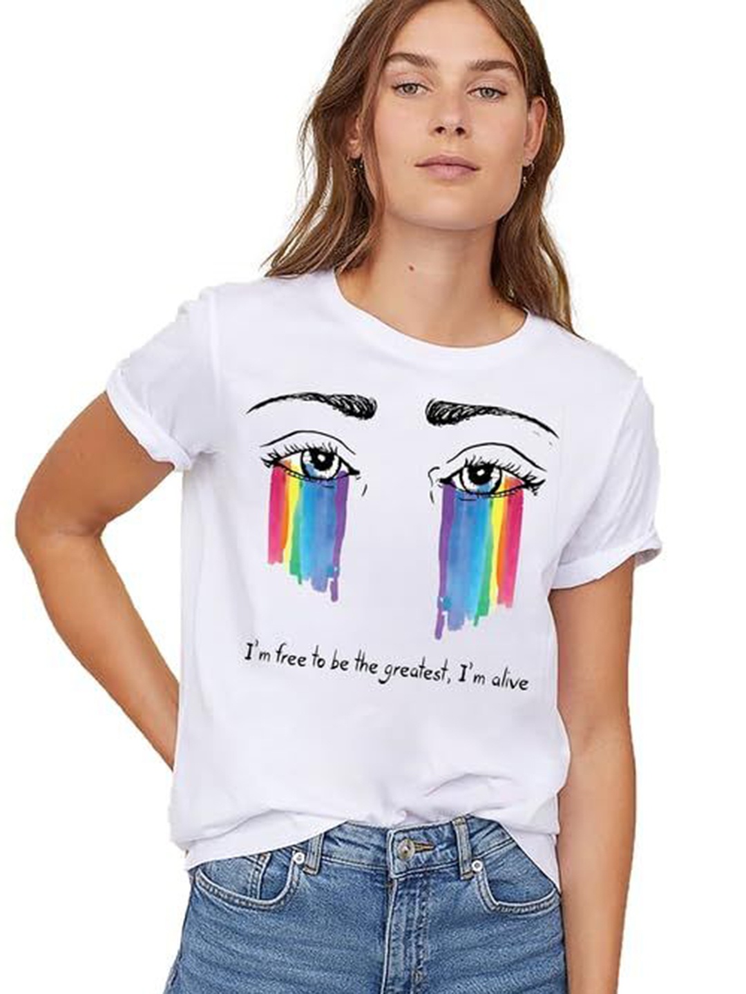 

VLAM Graphic Printed Round Neck T-shirt, White