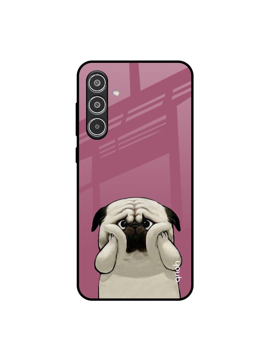 

QRIOH Funny Pug Face Samsung Galaxy A56 5G Impact Resistant Back Case, Pink