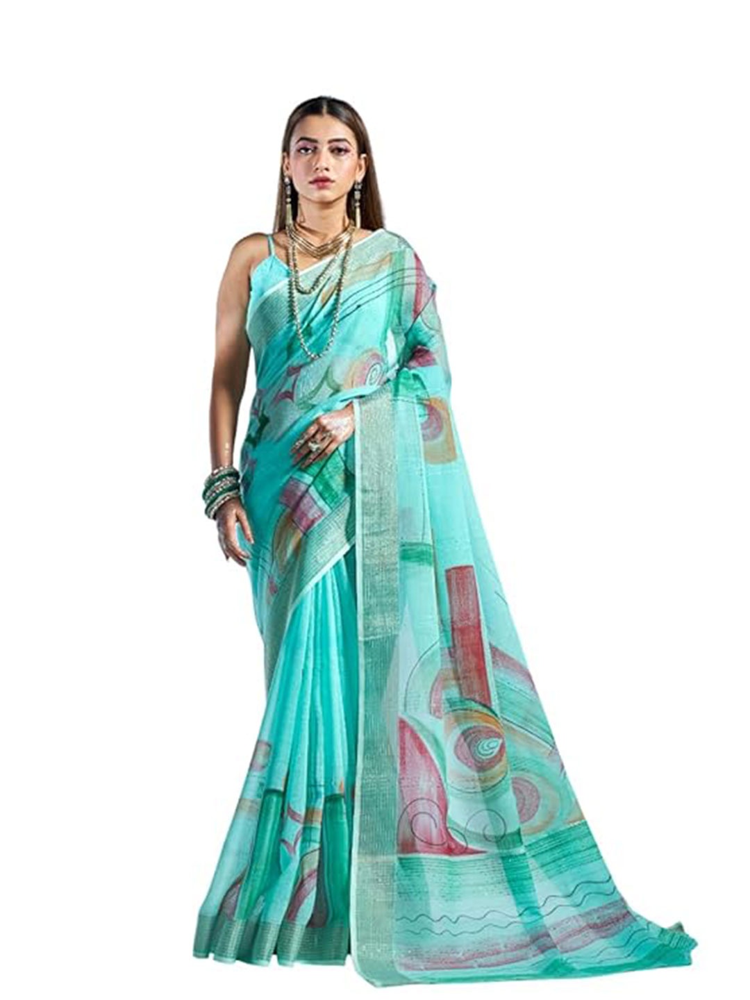 

BW X BUTTERFLY Printed Pure Cotton Saree With Blouse, Blue