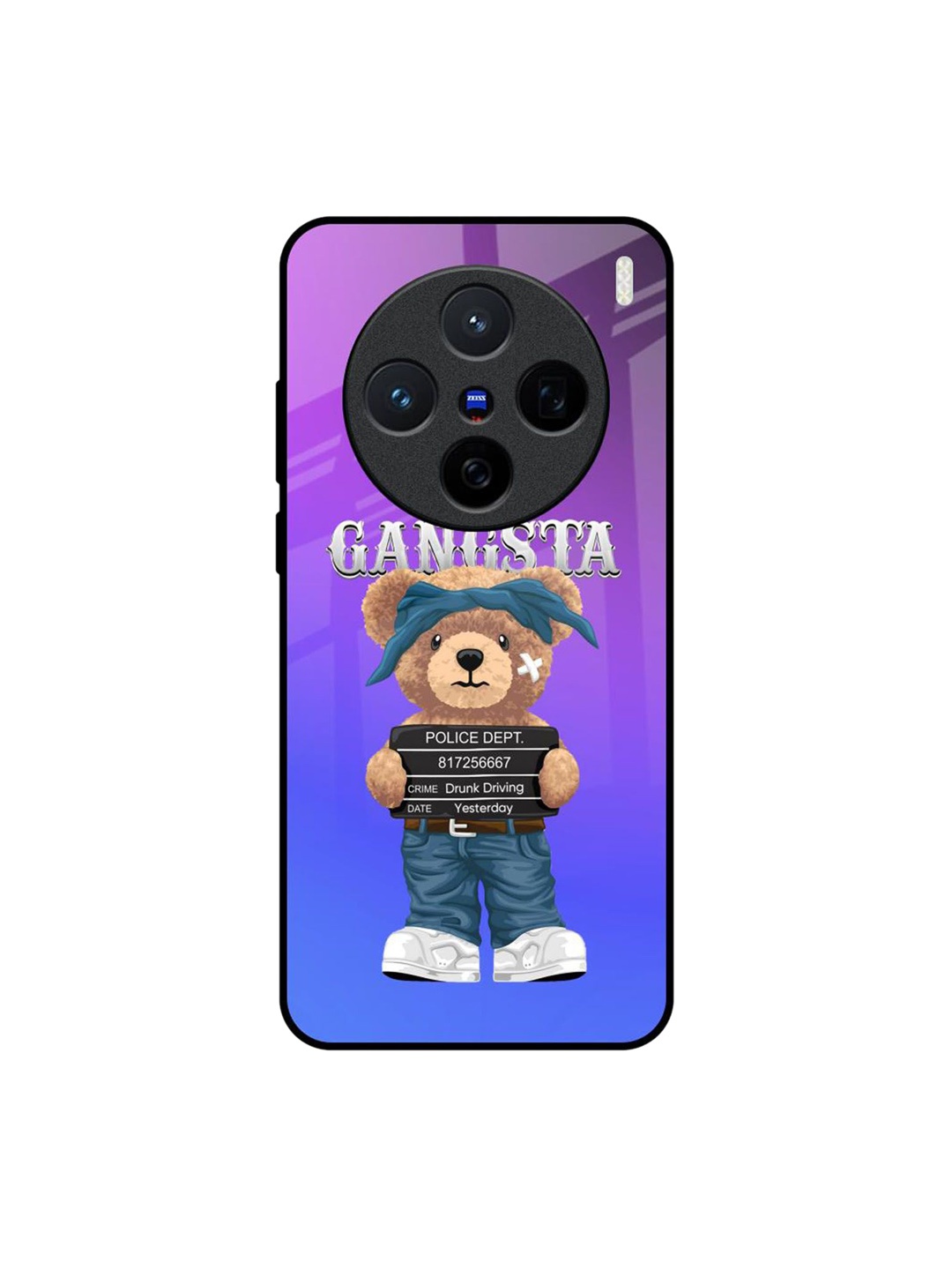 

QRIOH Gangsta Bear Vivo X200 5G Impact Resistant Back Case, Purple