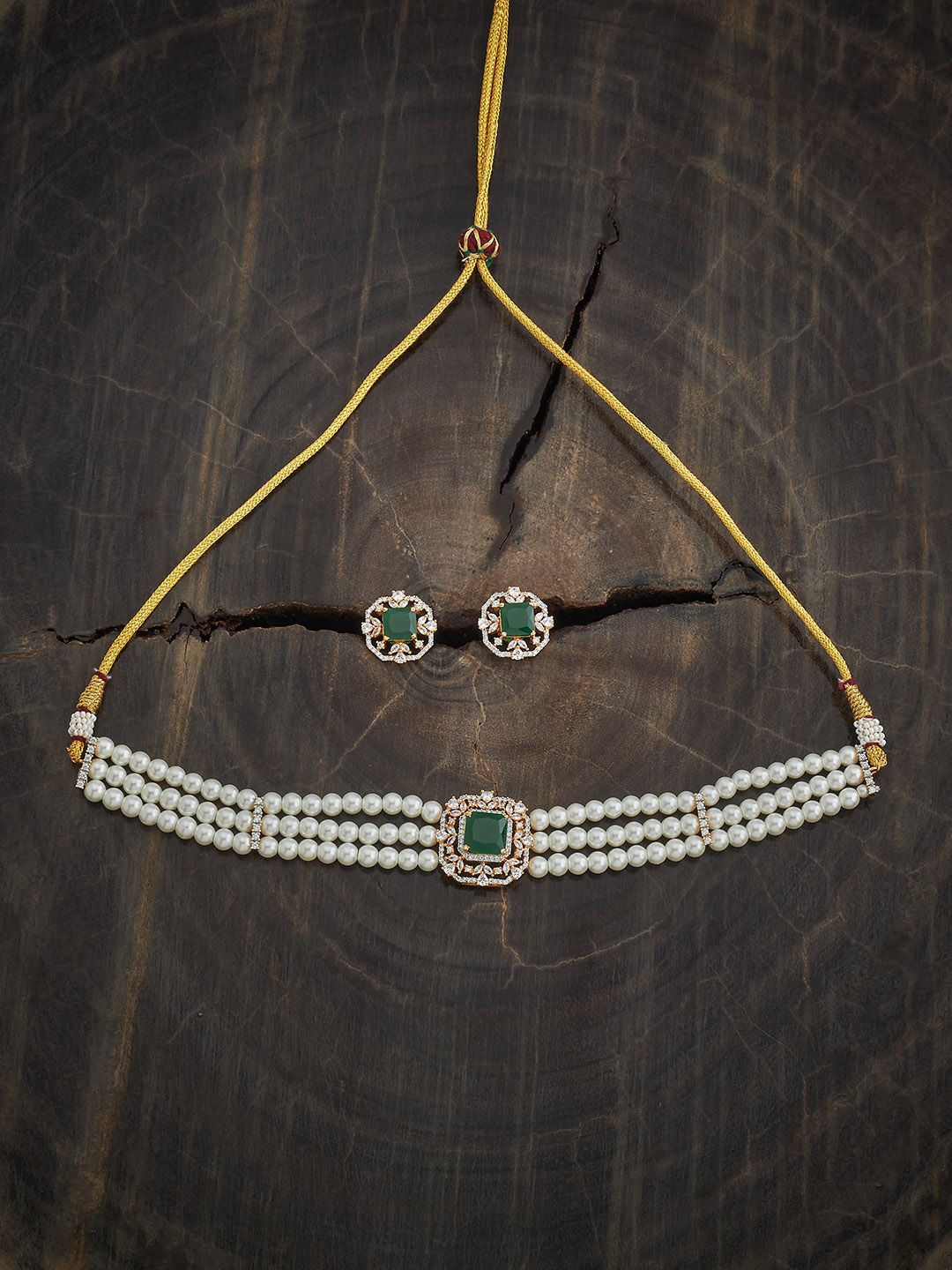 

Kushal's Fashion Jewellery Gold-Plated Zircon Studded Party Jewellery Set