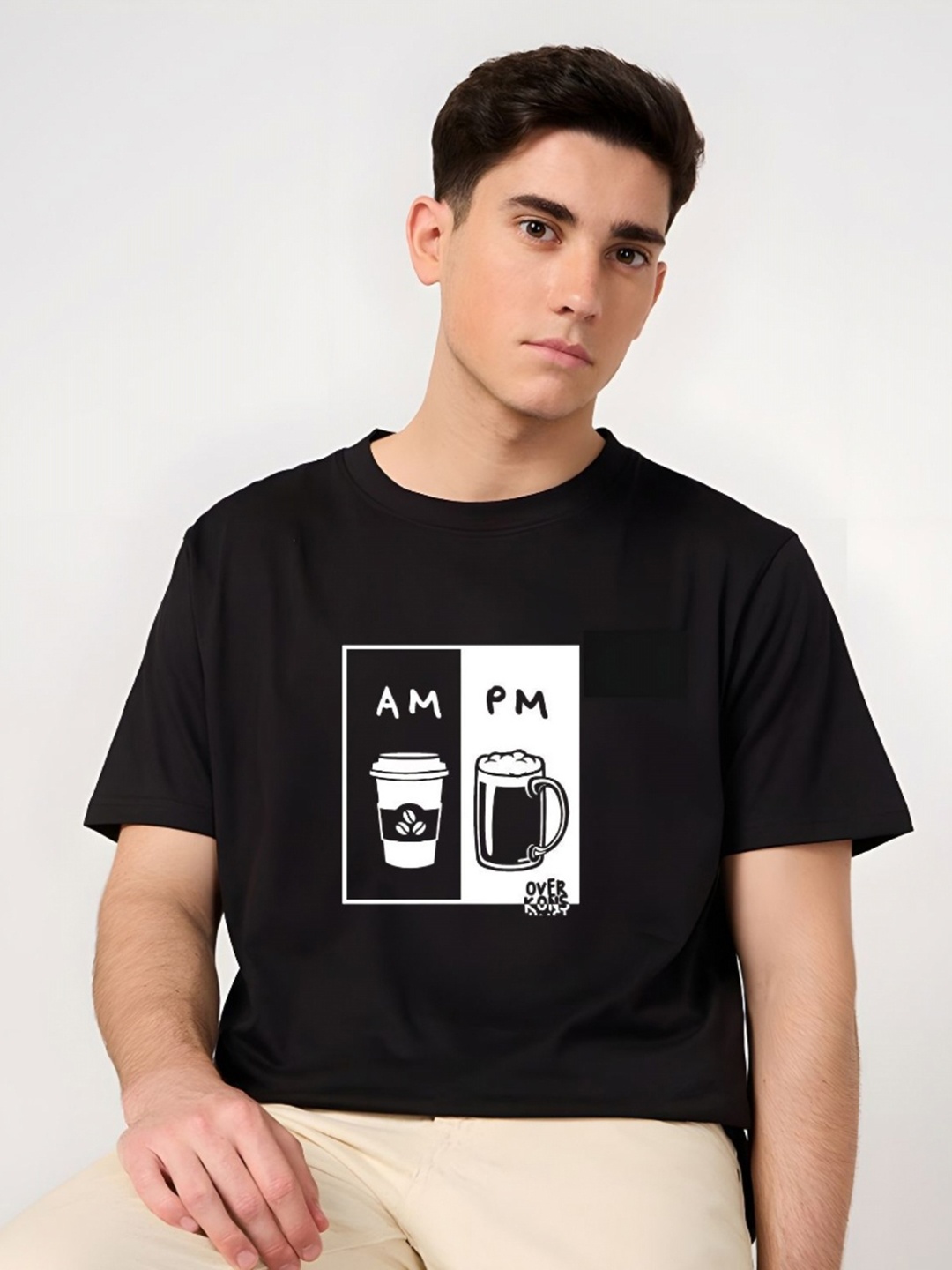 

SZN Men Graphic Printed Round Neck Cotton T-shirt, Black