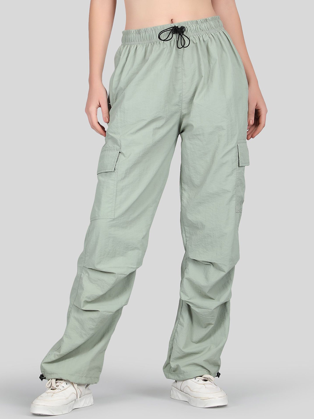 

Raxedo Women Sportscore Relaxed Fit Baggy Parachute Track Pant, Green