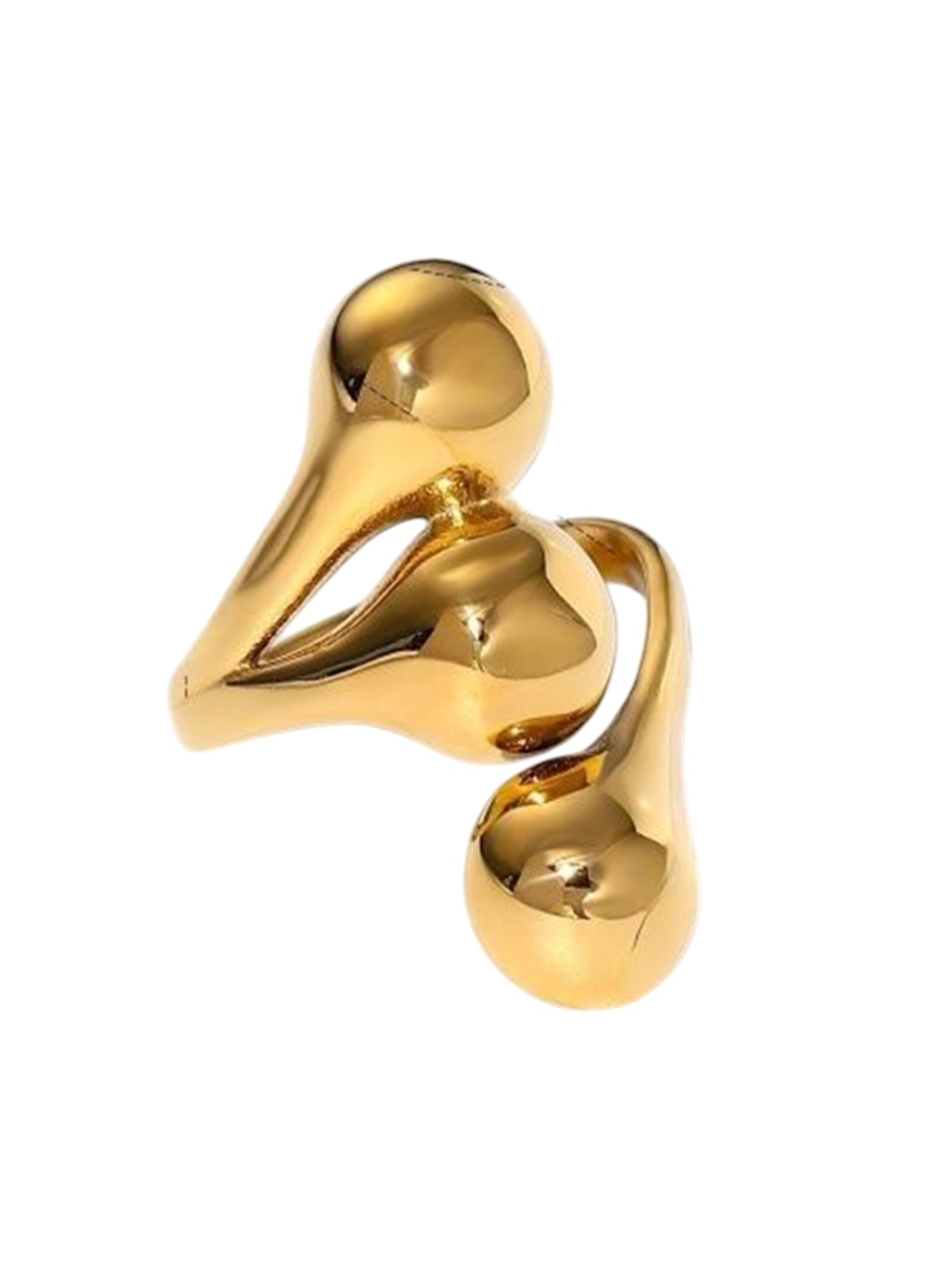 

Just Lil Things Stainless Steel Twisted Band Tri Ball Finger Ring, Gold