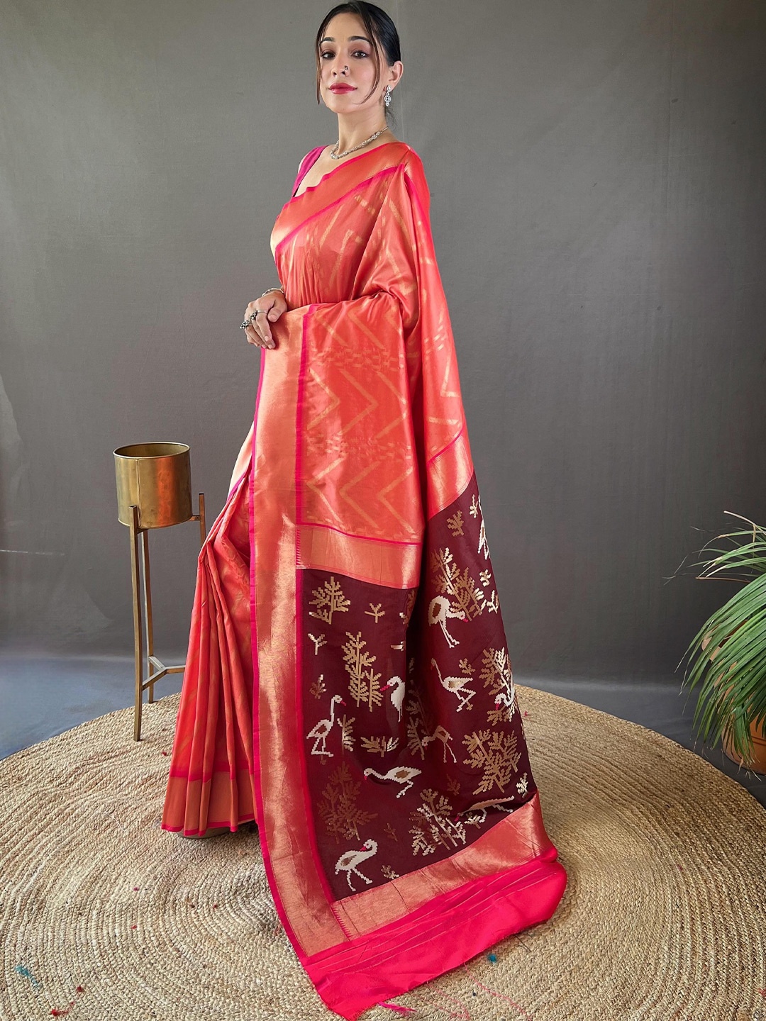 

Anouk Silk Blend Ikat Saree, Orange