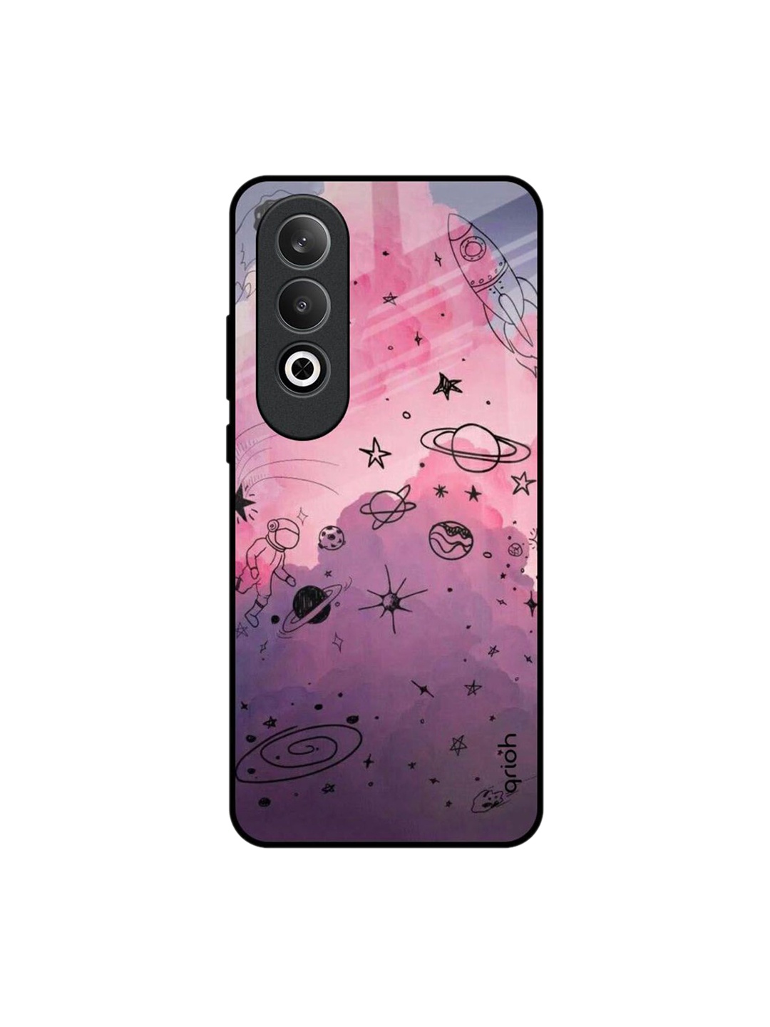 

QRIOH Quirky Space Doodles Glass OnePlus Nord CE4 5G Back Case, Purple