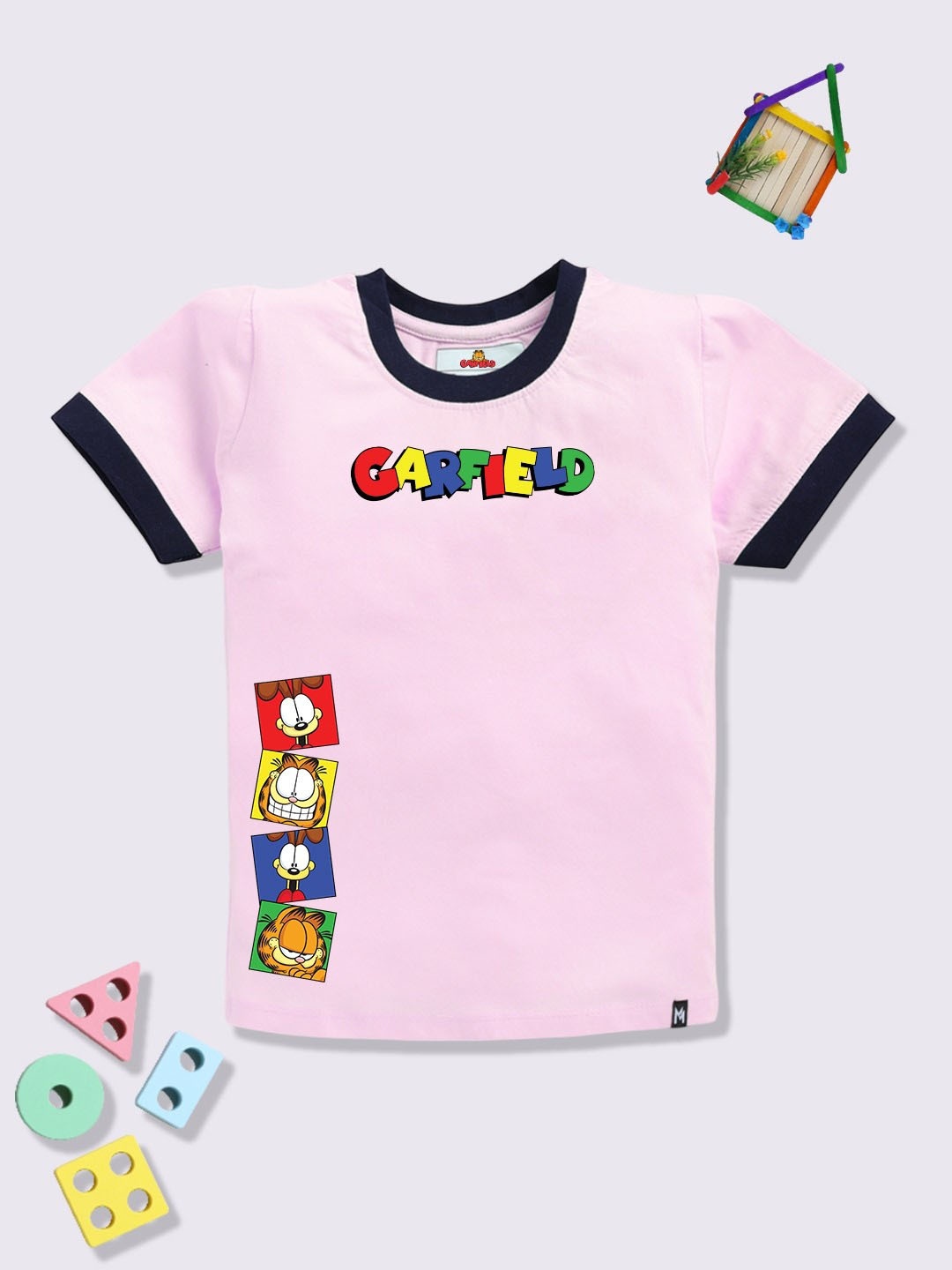 

YK X Minute Mirth Boys Garfield Cotton Printed T-shirt, Pink