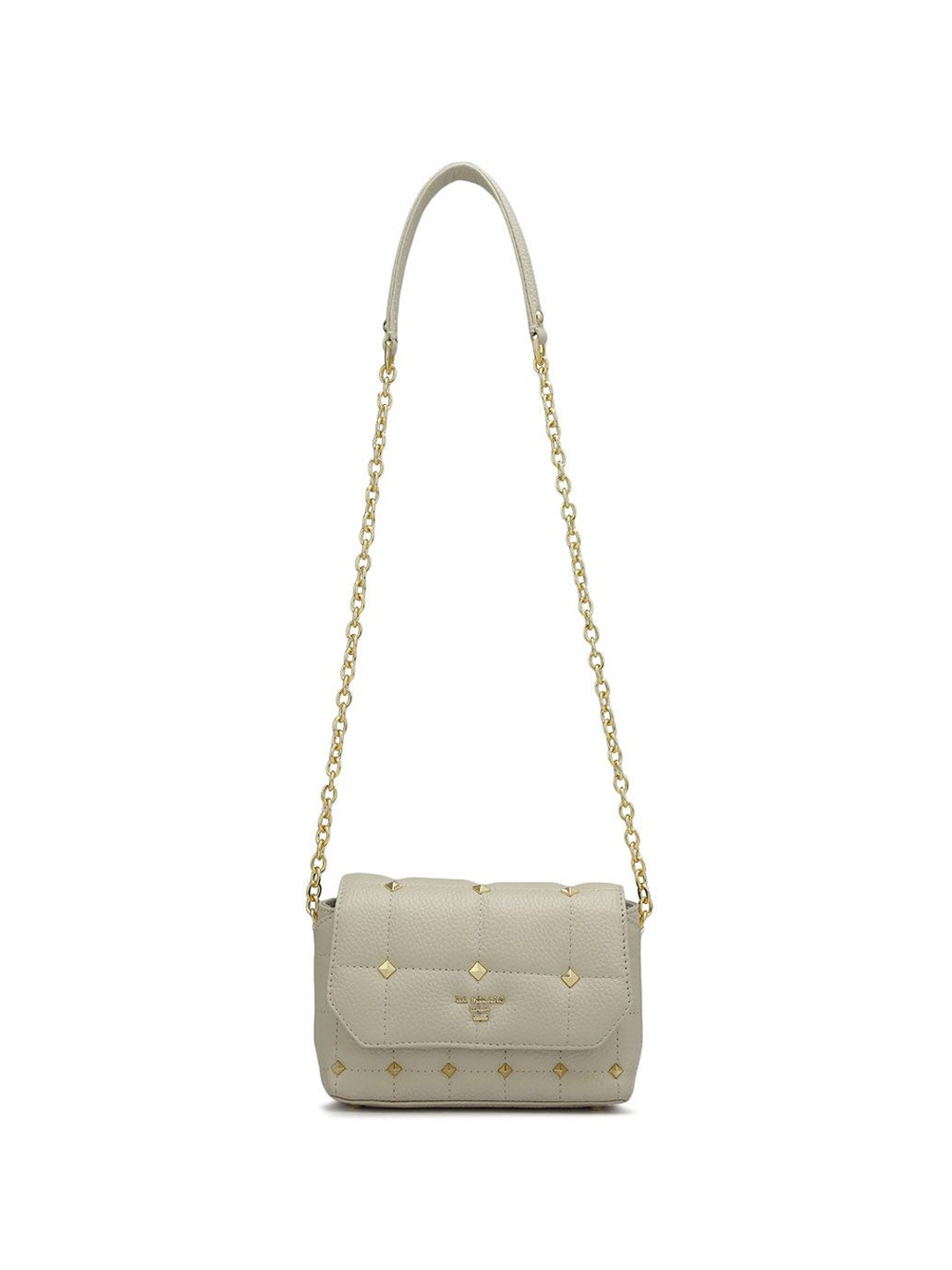 

Da Milano Embellished Leather Sling Bag with Quilted, White