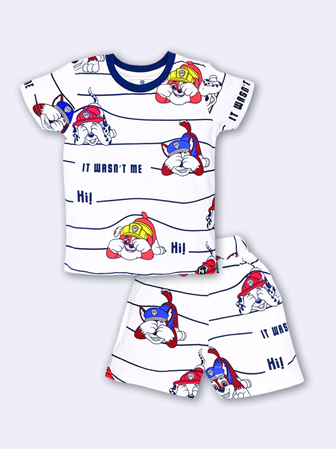

YK X Minute Mirth Boys Printed Pure Cotton T-shirt with Shorts, White