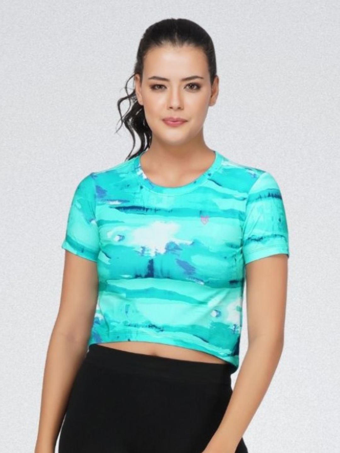 

Body Mechanics Abstract Printed Short Sleeves Active T-Shirt, Turquoise blue
