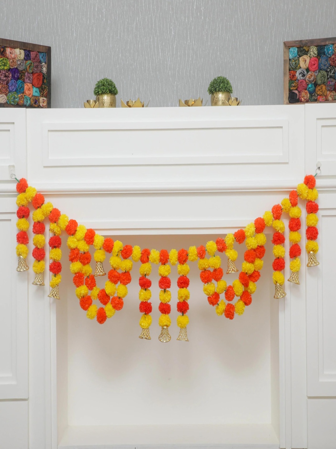 

RR Crafts Yellow & Orange Marigold Toran Festive Decor