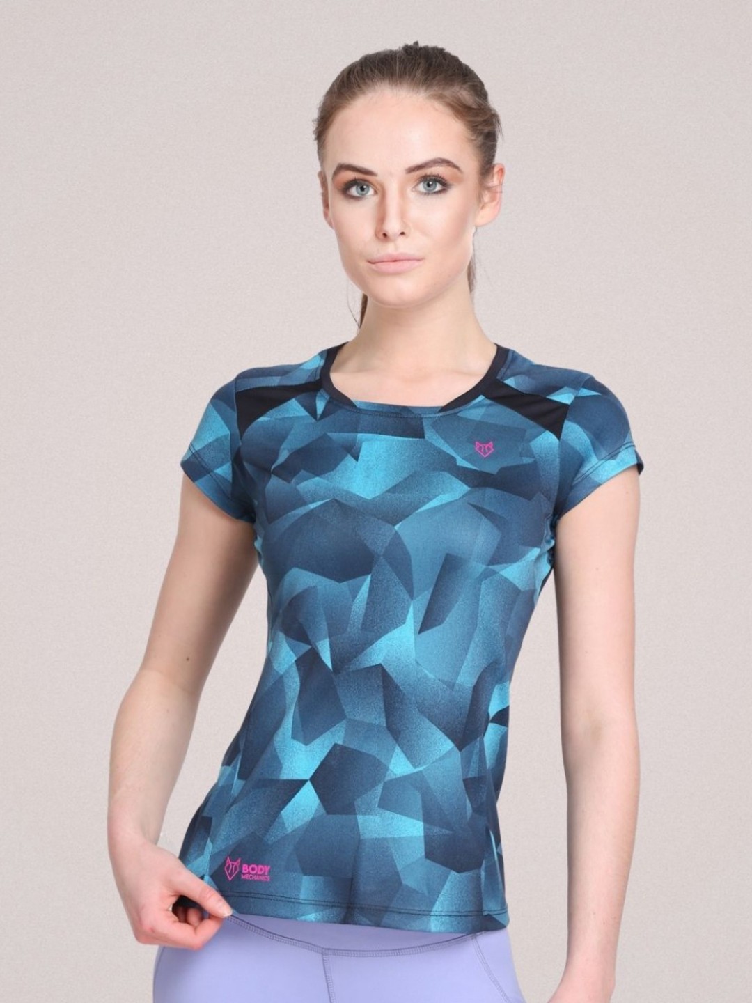 

Body Mechanics Abstract Printed Short Sleeves Active T-Shirt, Navy blue