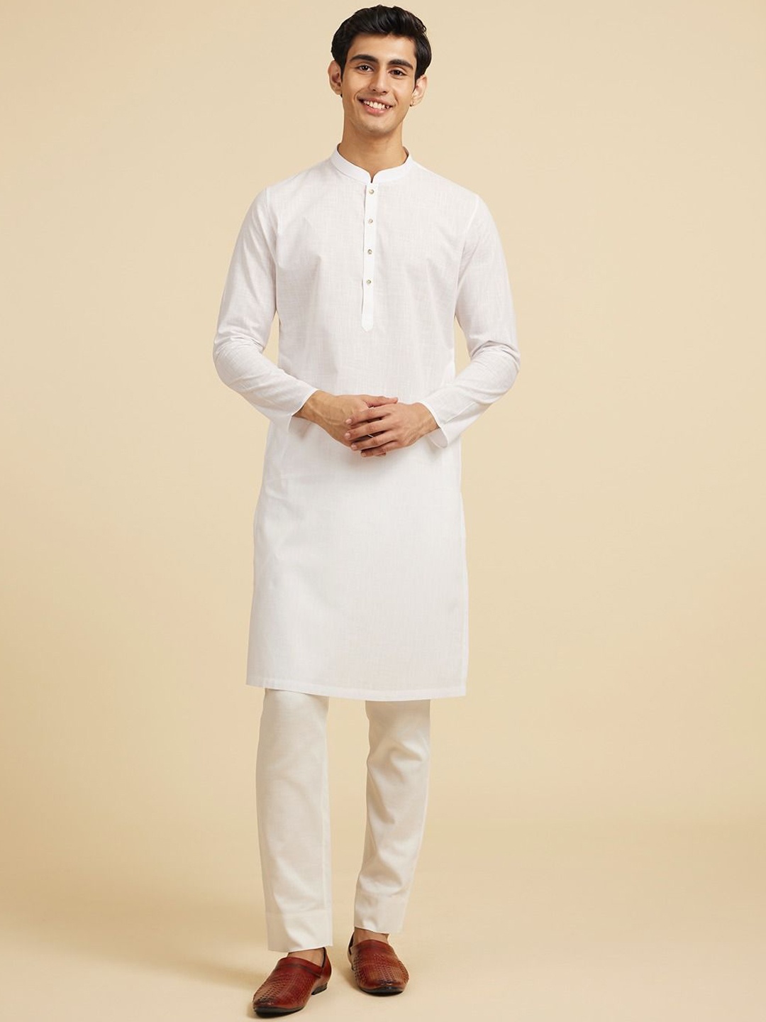 

Diwas by Manyavar Mandarin Collar Straight Kurta, White