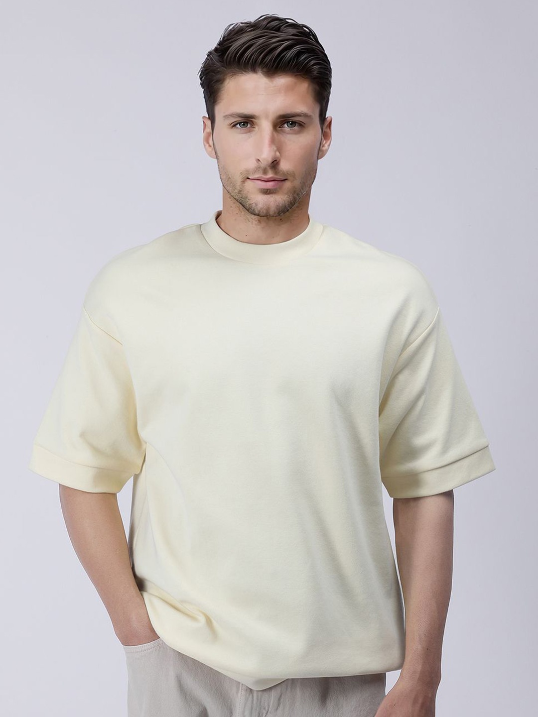 

RARE RABBIT Men Raw Edge T-shirt, Yellow