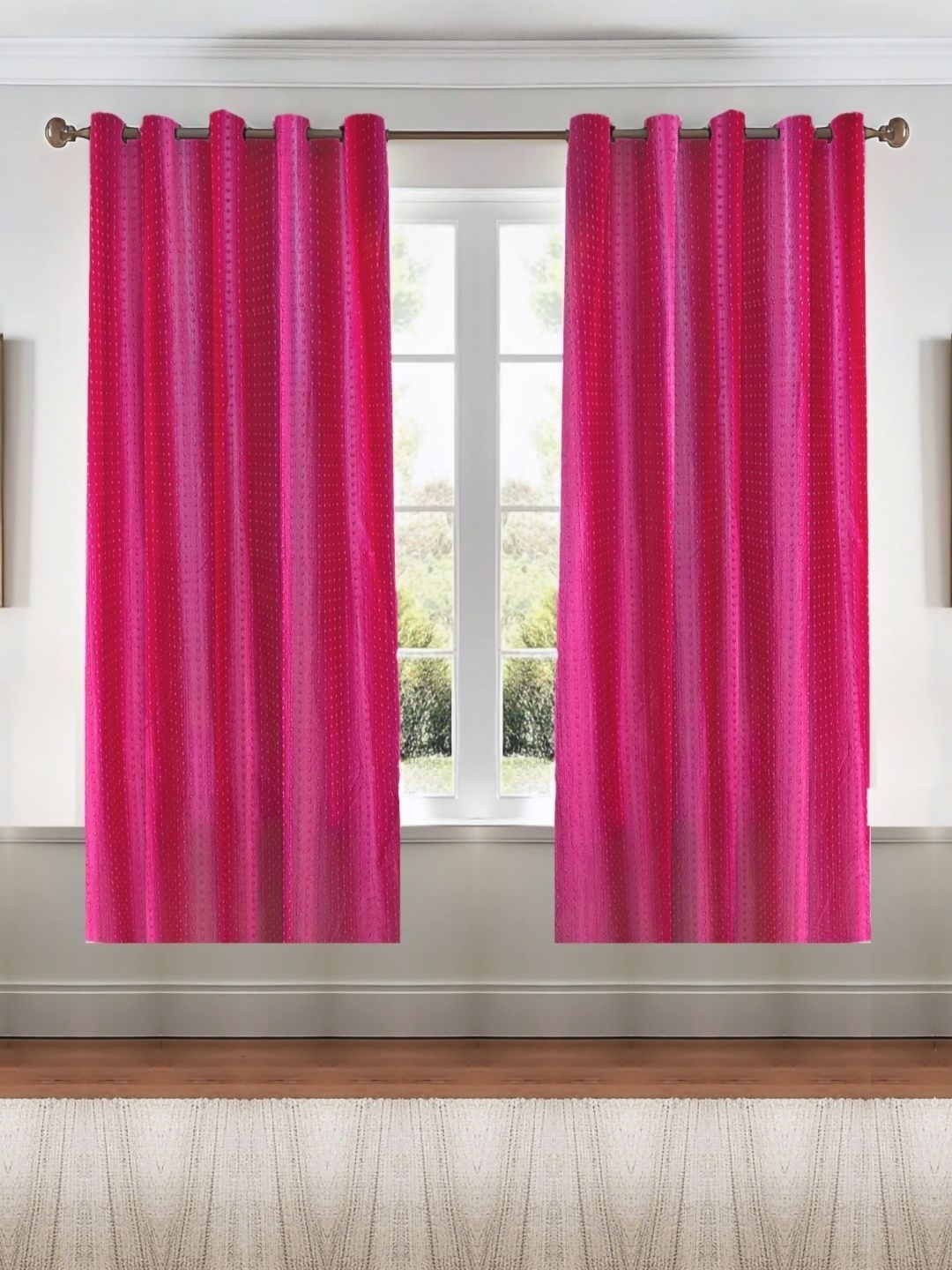 

Kanodia Poly Fab Pink 2 Pieces Room Darkening Window Curtain
