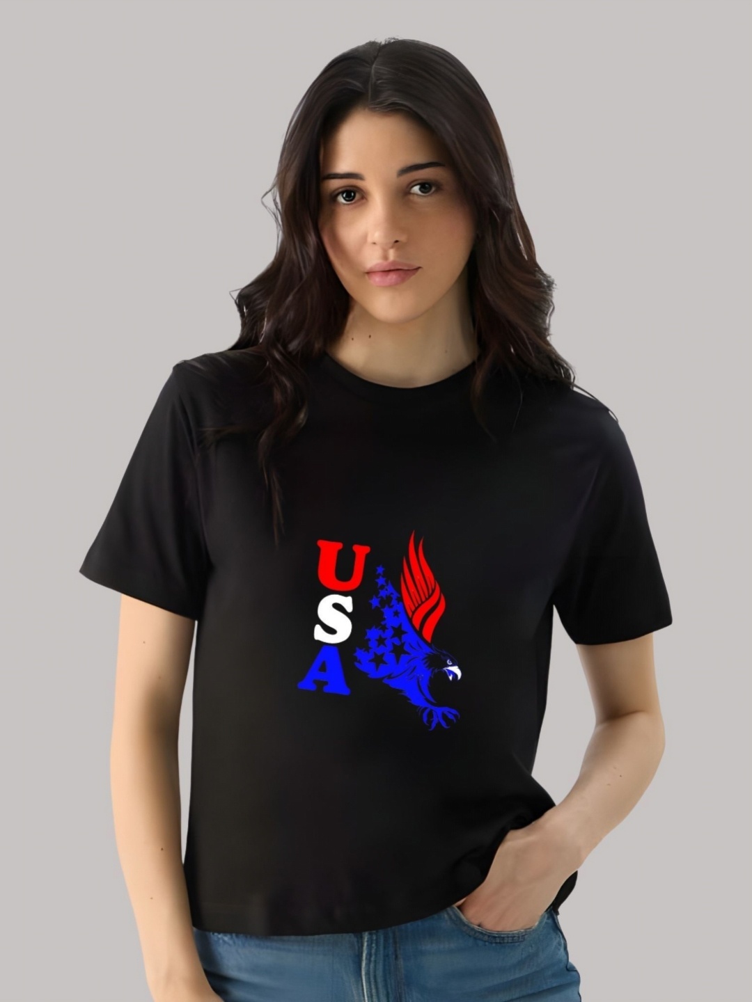 

SZN Women Graphic Printed Round Neck Cotton T-shirt, Black