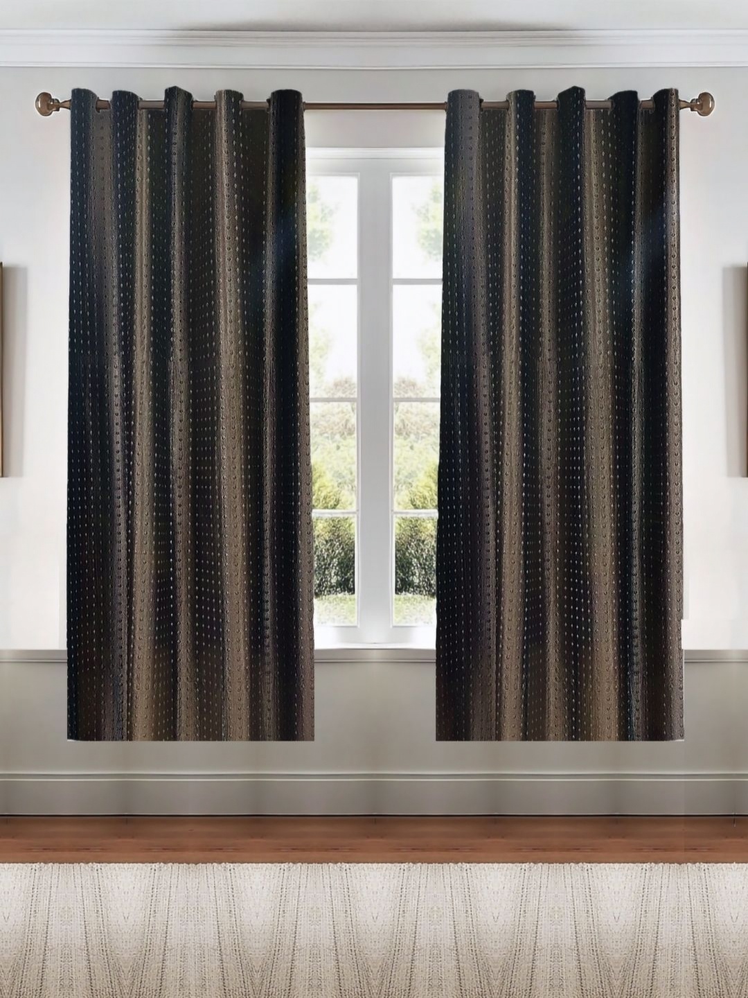 

Kanodia Poly Fab Coffee Brown 2 Pieces Room Darkening Window Curtain