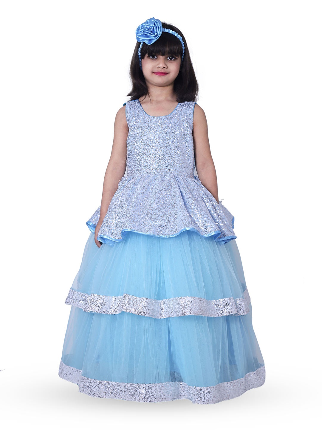

Wow Princess Girls Embellished Sequined Detail Net Maxi Dress, Blue