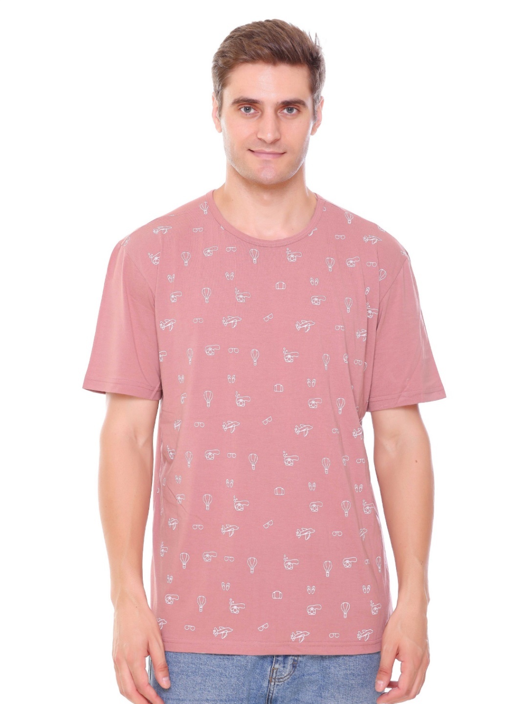 

Colors and Blends Abstract Printed Round Neck Cotton T-shirt, Pink