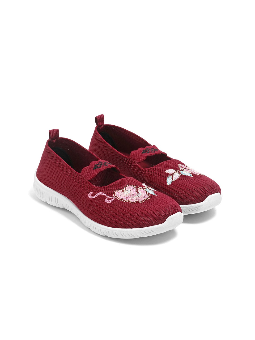 

Supex Women Woven Design Round Toe Sneakers, Maroon