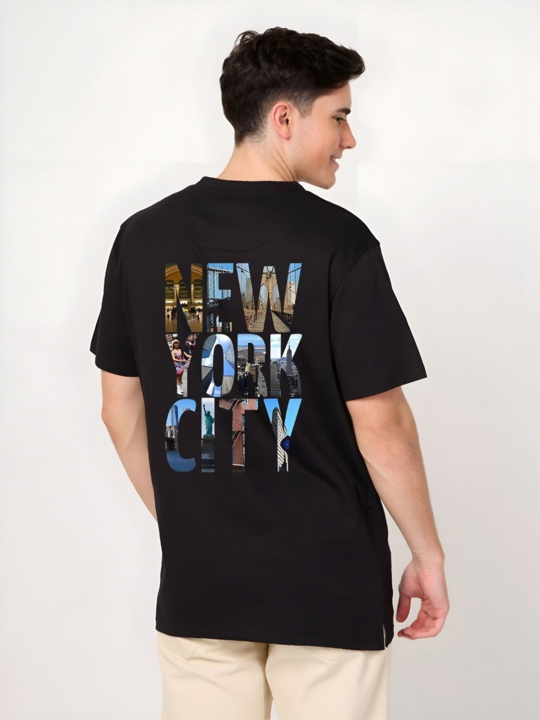 

SZN Men Graphic Printed Round Neck Cotton T-shirt, Black