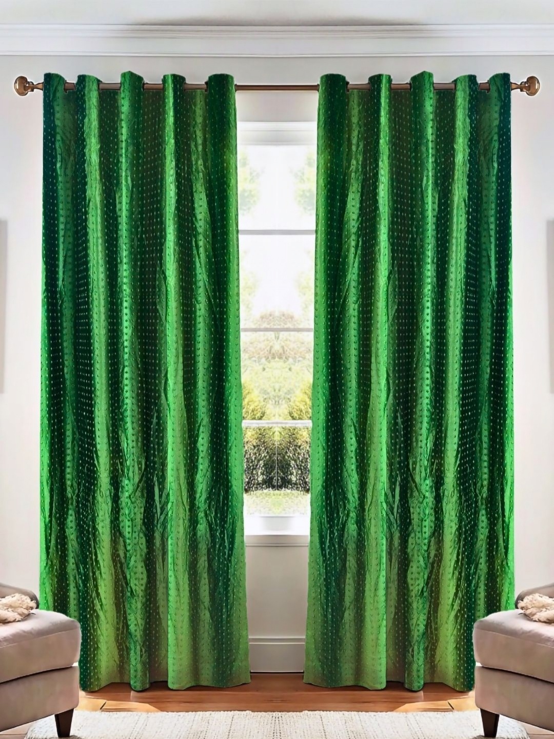 

Kanodia Poly Fab Green 2 Pieces Room Darkening Door Curtain
