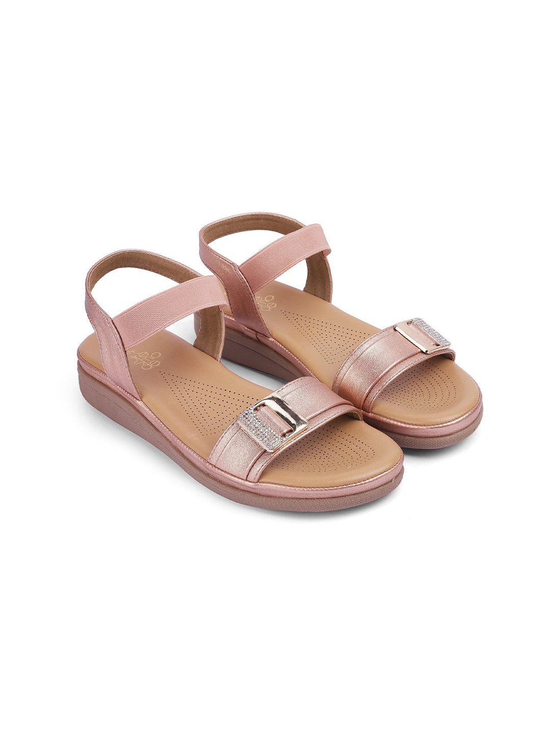 

Tresmode Women Open Toe Flats, Rose gold