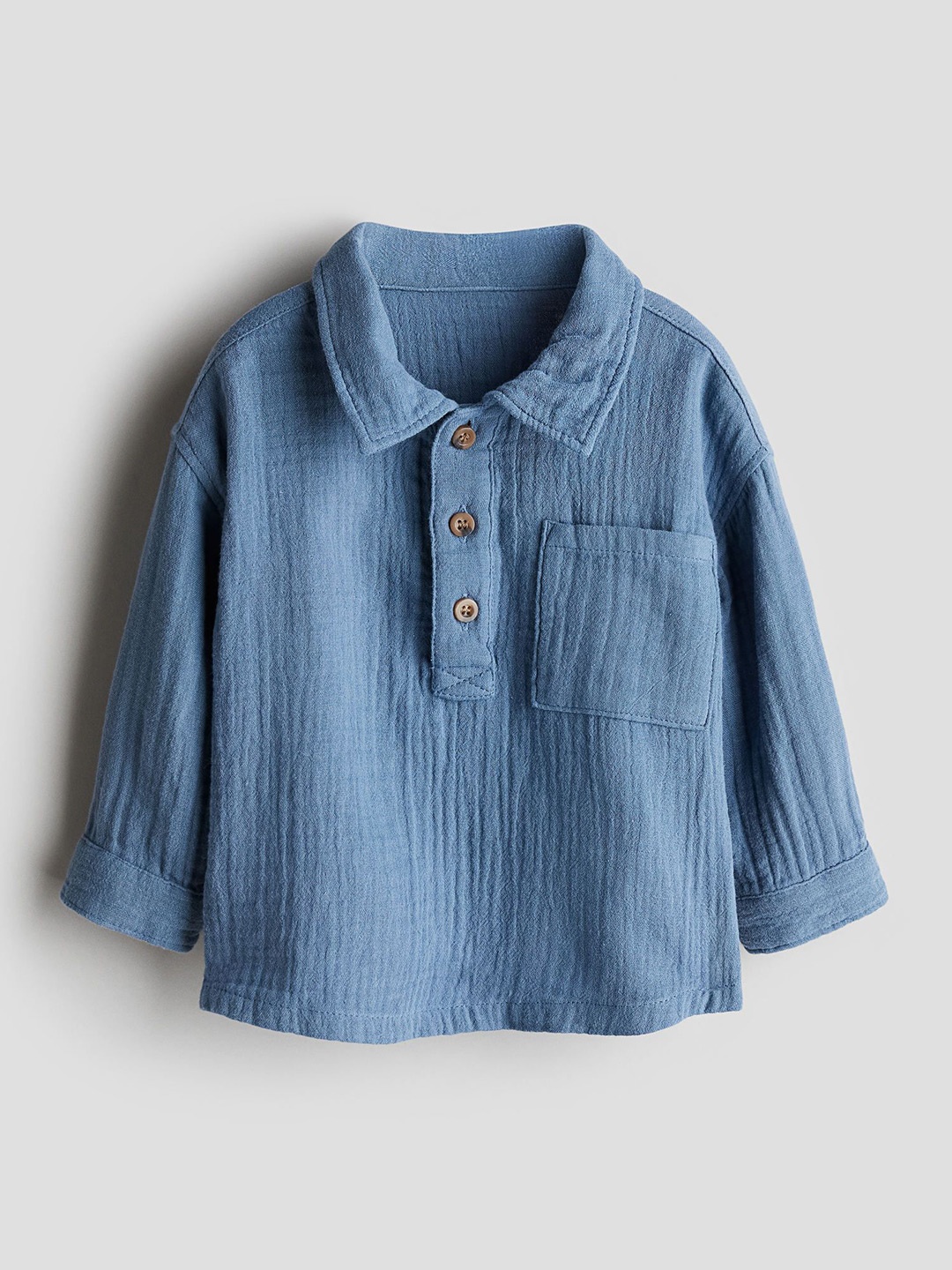 

H&M Cotton Muslin Shirt, Blue