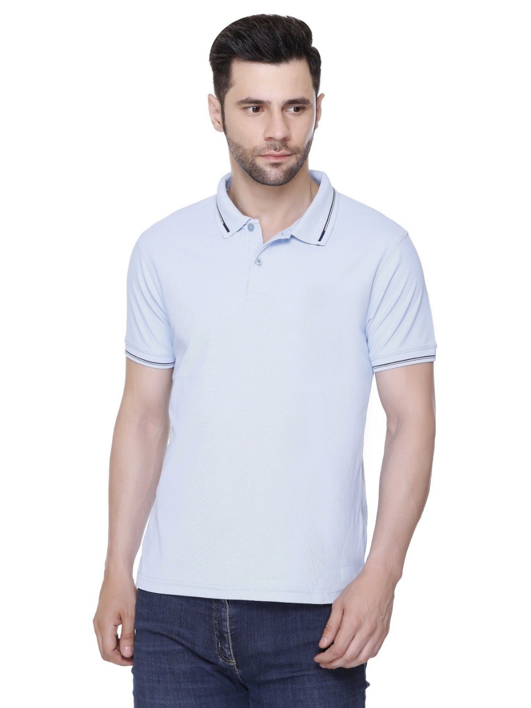 

Colors and Blends Polo Collar Cotton T-shirt, Grey