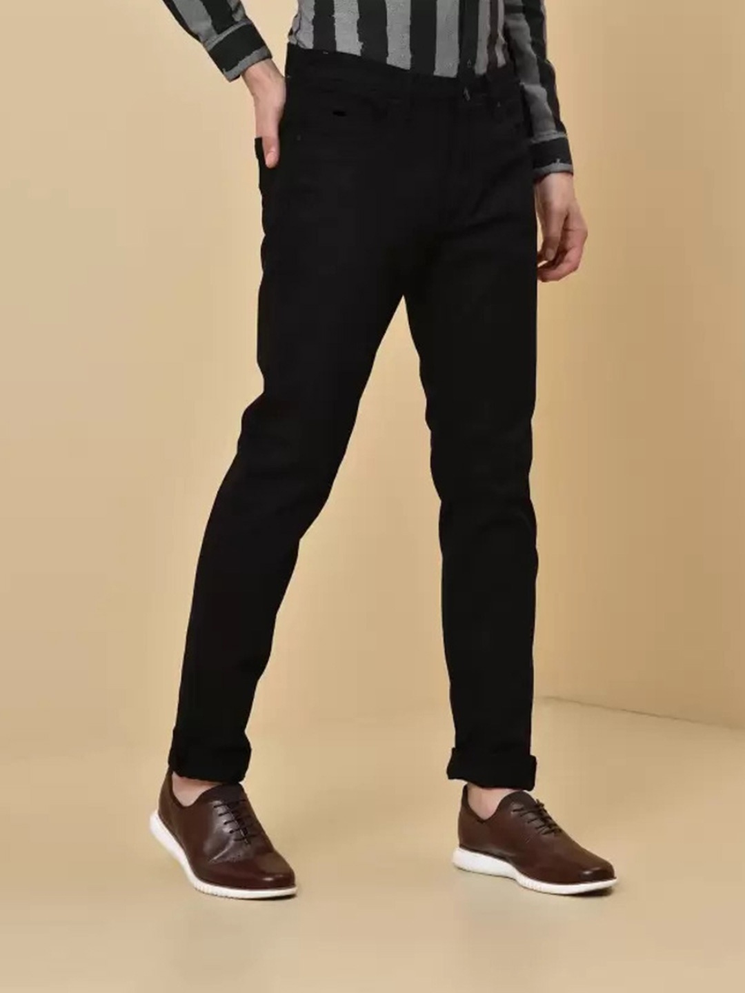 

COMFITS Men Classic Regular Fit Mid-Rise Stretchable Jeans, Black