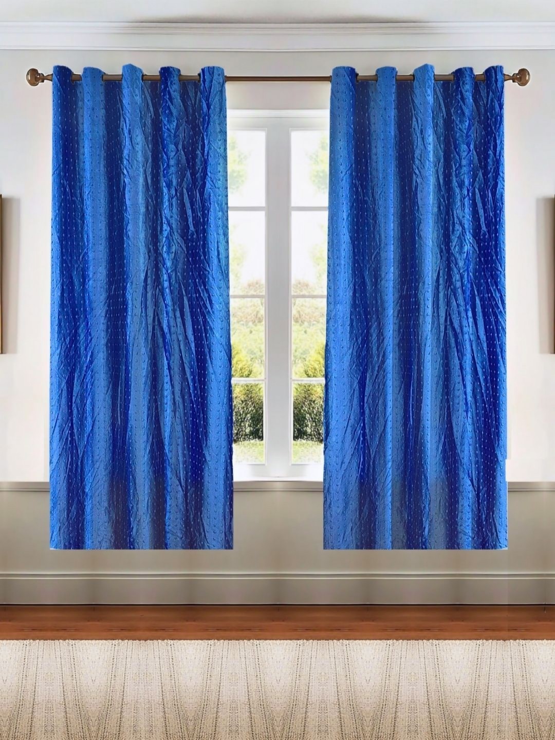 

Kanodia Poly Fab Blue 2 Pieces Room Darkening Window Curtain