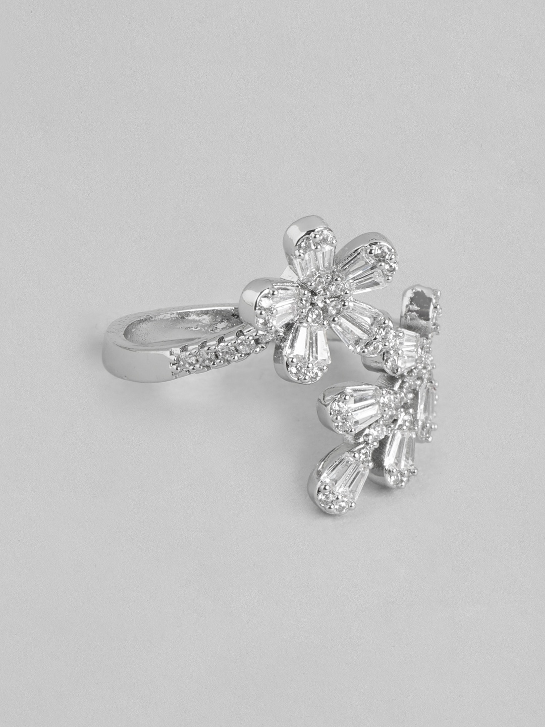 

DressBerry Stone Studed Floral-Shaped Finger Ring, Silver