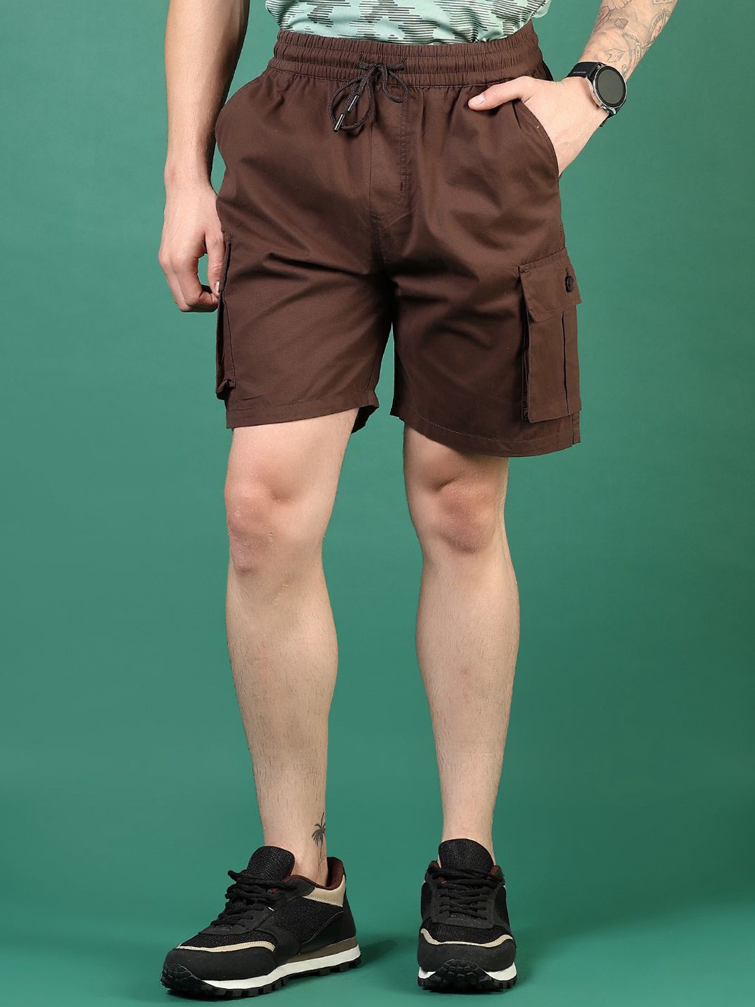 

V-Mart Men Mid-Rise Cotton Regular Shorts, Brown