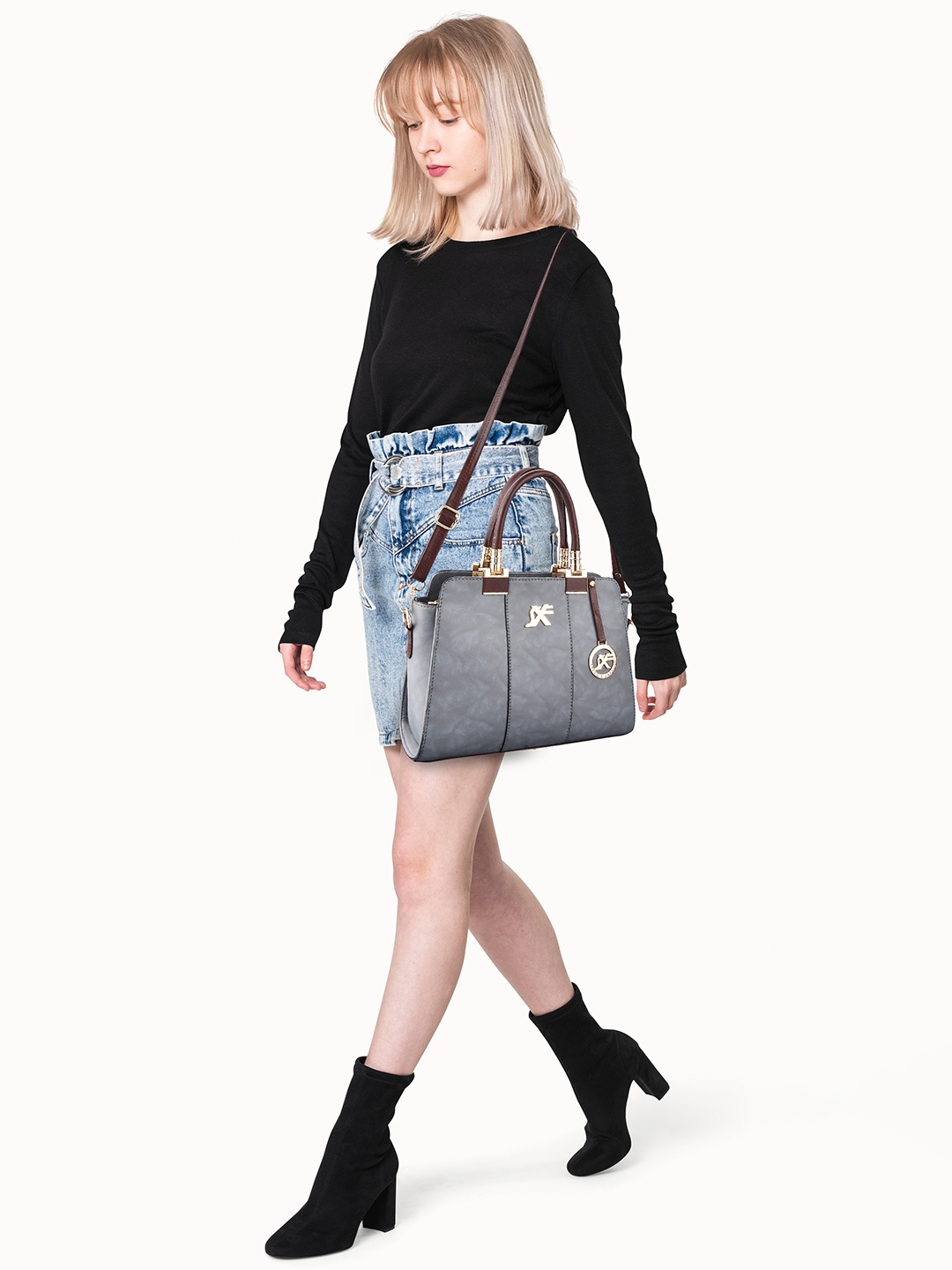 

Speed X Fashion Structured Handheld Bag with Quilted, Grey