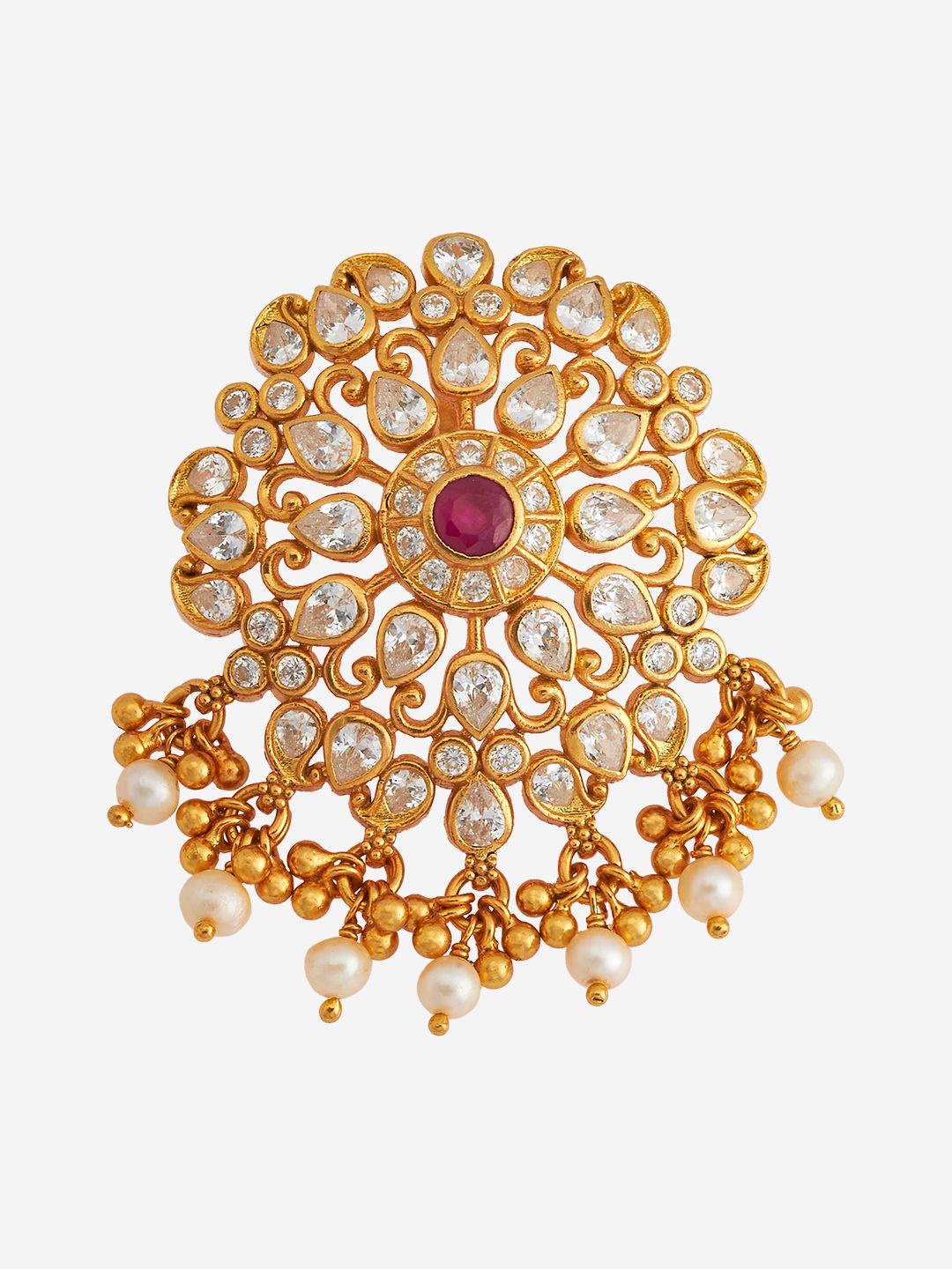 

Kushal's Fashion Jewellery 92.5 Silver Gold-Plated CZ-Studded Contemporary Pendant