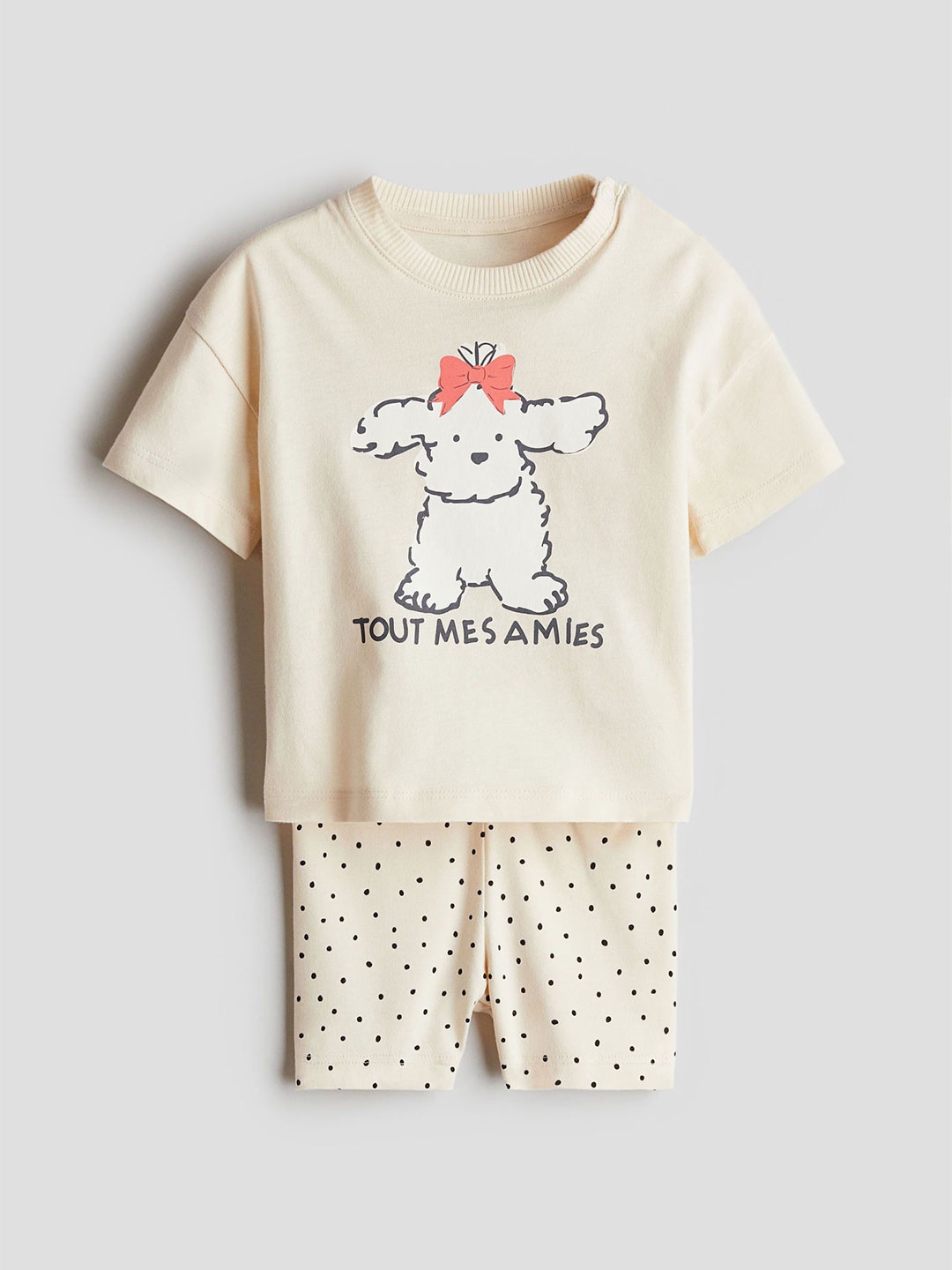 

H&M Girls 2-Piece Cotton Jersey Set, Beige