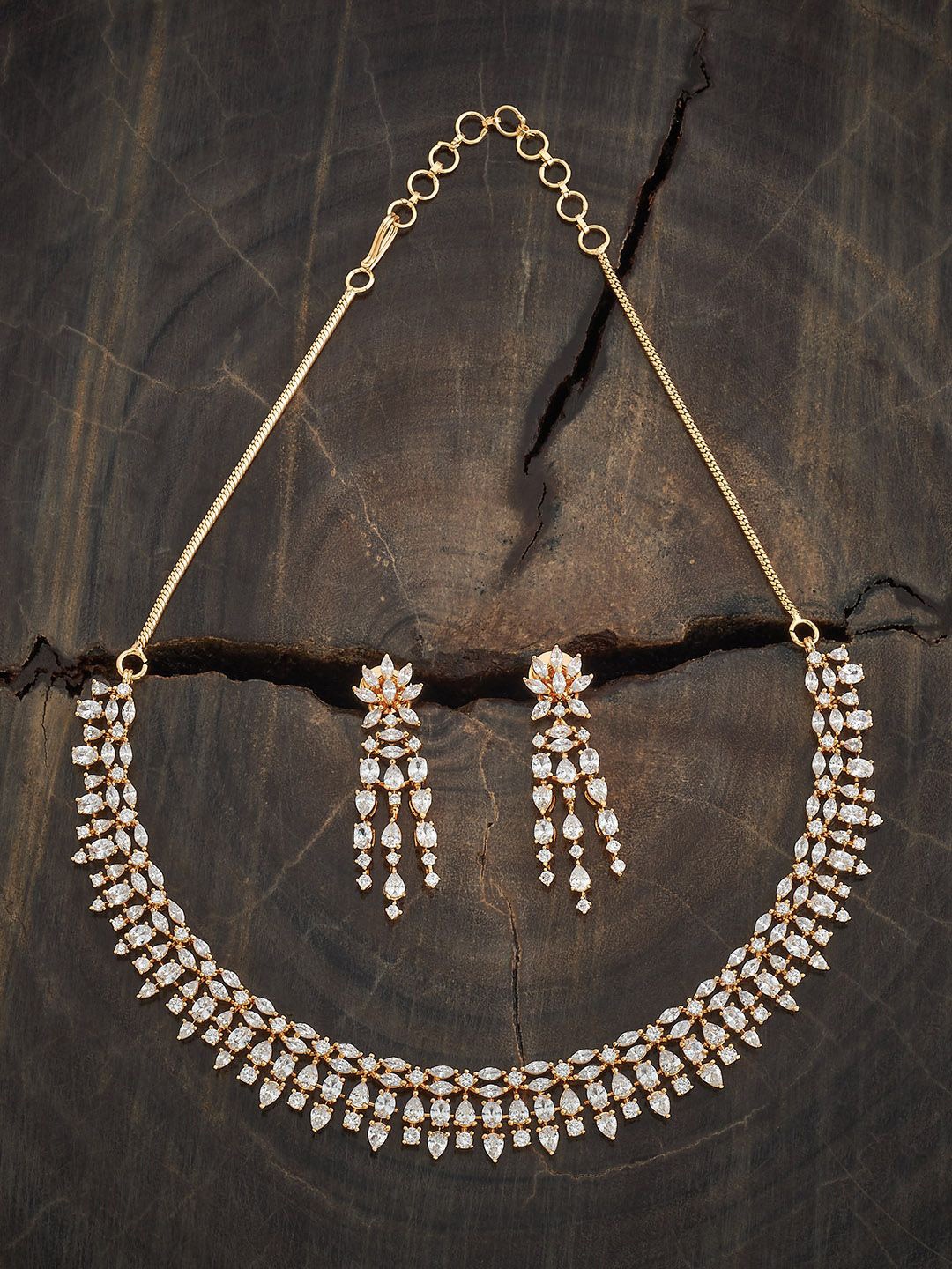 

Kushal's Fashion Jewellery Gold-Plated Zircon Studded Party Jewellery Set