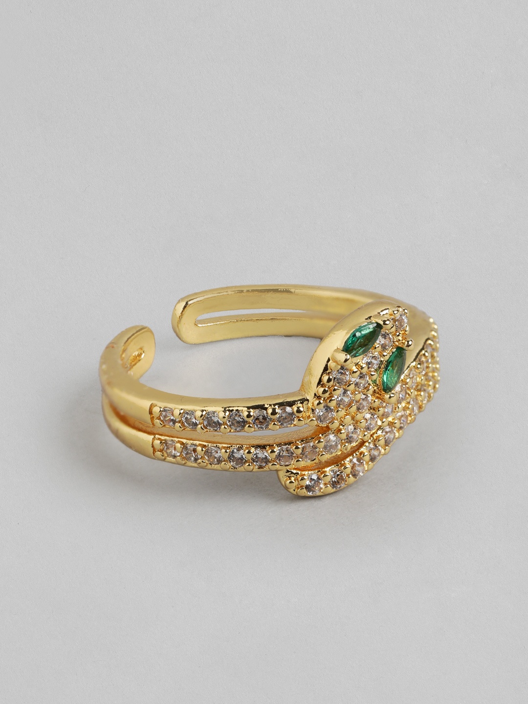 

DressBerry Women Stone-Studded Snake-Shaped Adjustable Finger Ring, Gold