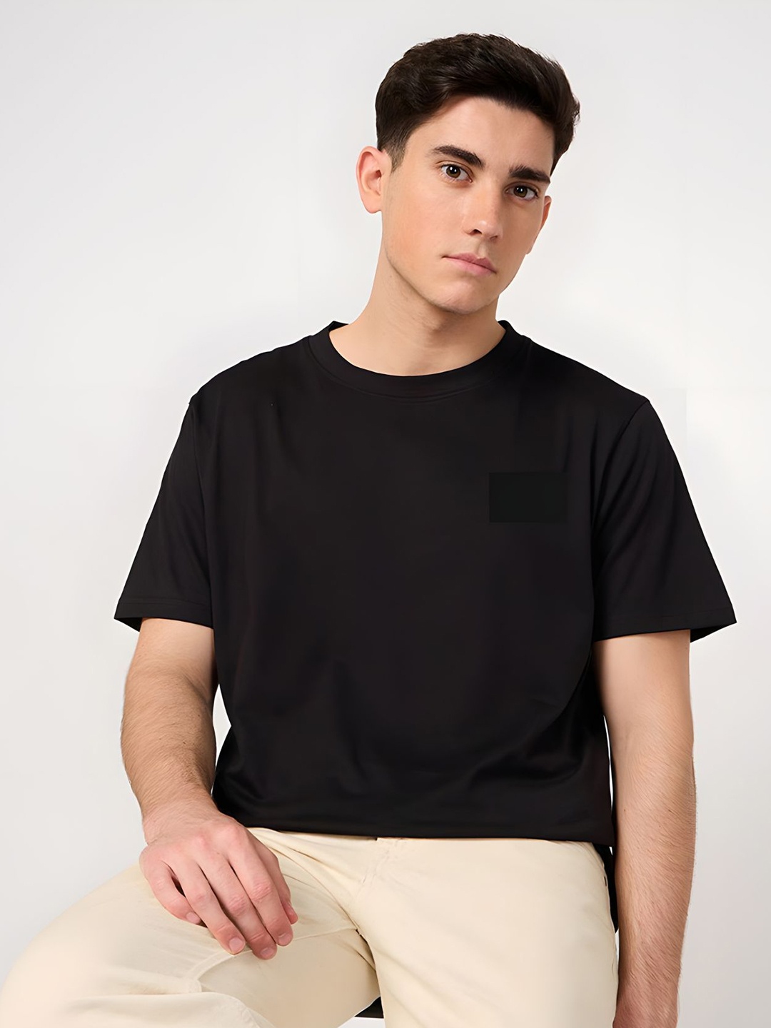 

SZN Men Graphic Printed Round Neck Cotton T-shirt, Black