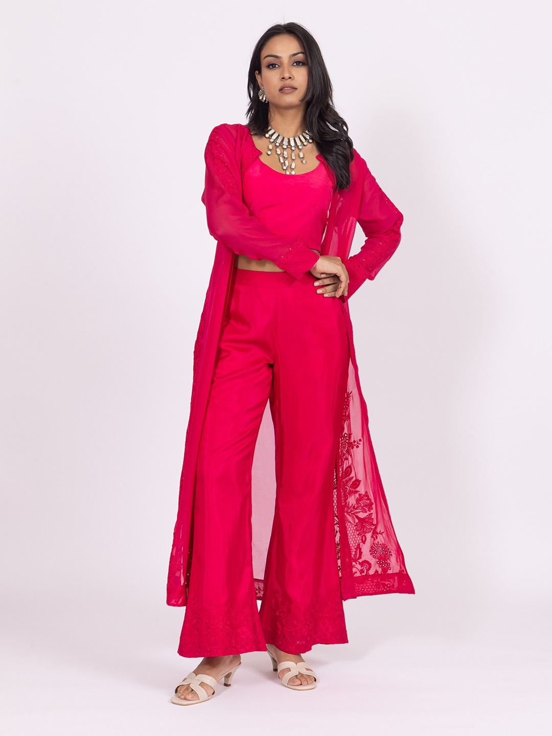 

Label Naariti Women Round Neck Maxi Dress, Pink